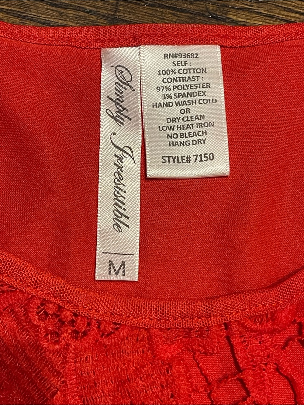 Simply Irresistible Red Lace Short Sleeve Scoop Neck Top size M 100% cotton - Picture 2 of 12